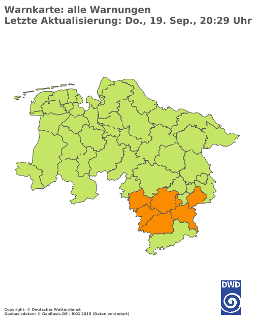 Aktuelle Wetterwarnungen für  Hannover