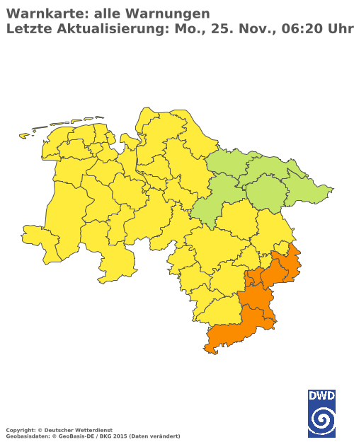 Aktuelle Wetterwarnungen für  Hannover