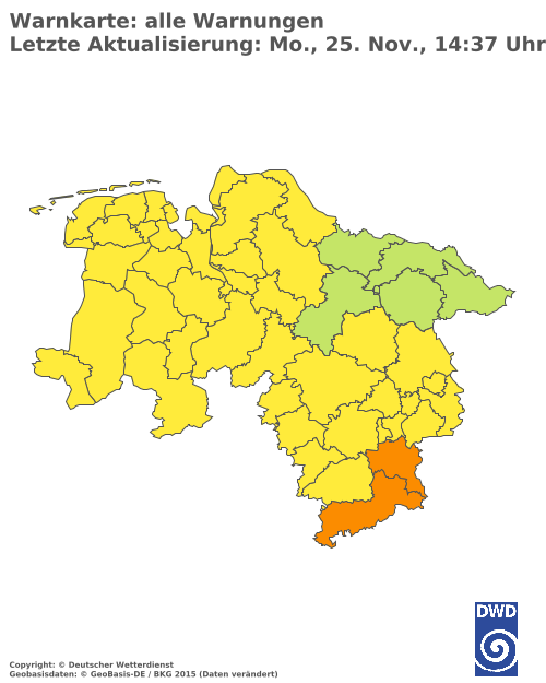 Aktuelle Wetterwarnungen für  Hannover