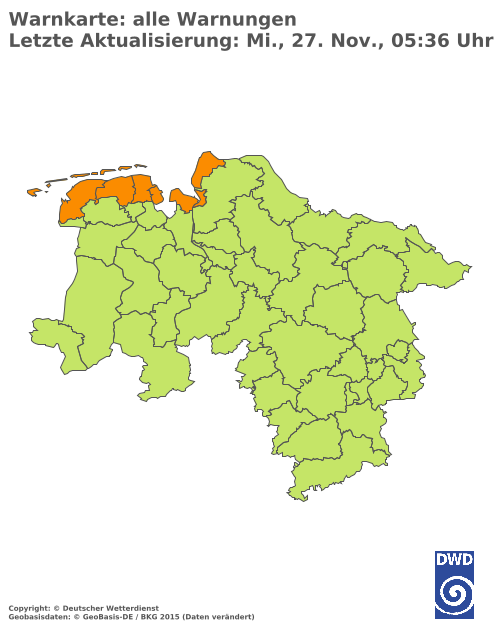 Aktuelle Wetterwarnungen für  Hannover