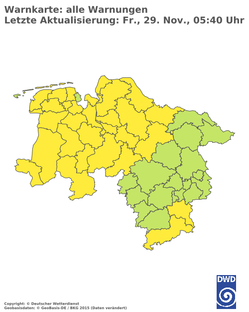 Aktuelle Wetterwarnungen für  Hannover