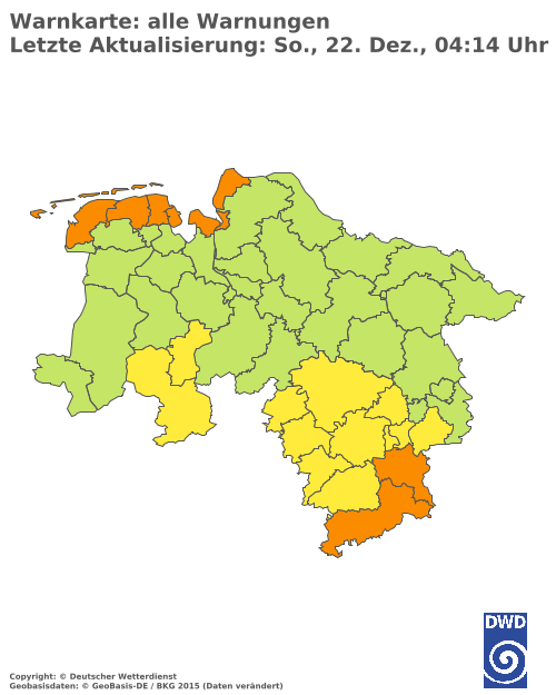 Aktuelle Wetterwarnungen für  Hannover