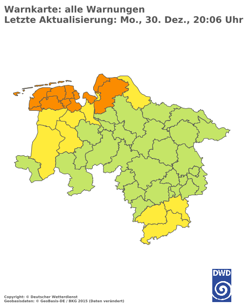 Aktuelle Wetterwarnungen für  Hannover