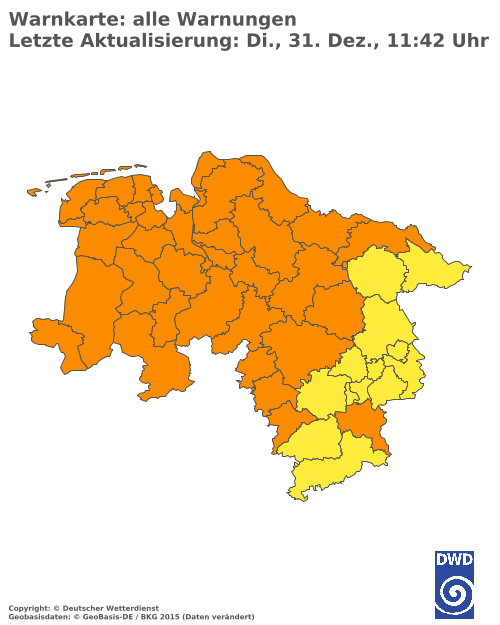 Aktuelle Wetterwarnungen für  Hannover