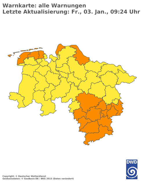 Aktuelle Wetterwarnungen für  Hannover