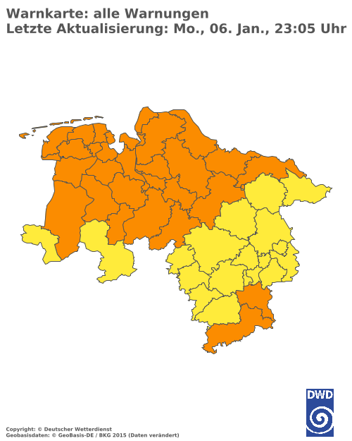 Aktuelle Wetterwarnungen für  Hannover