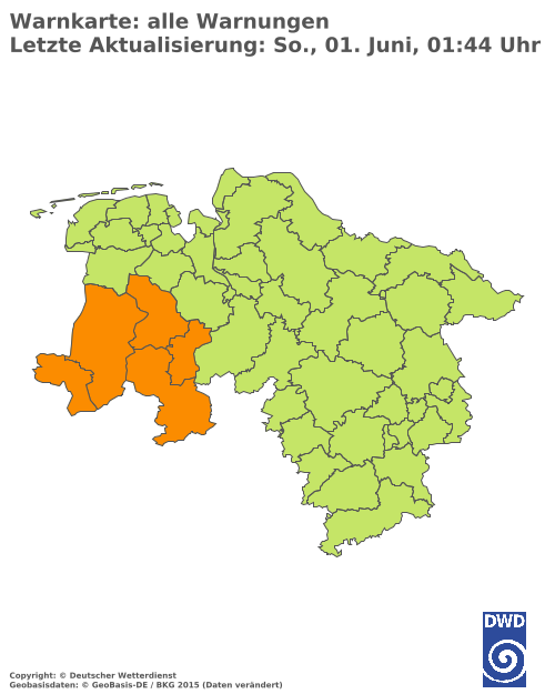Aktuelle Wetterwarnungen für  Hannover