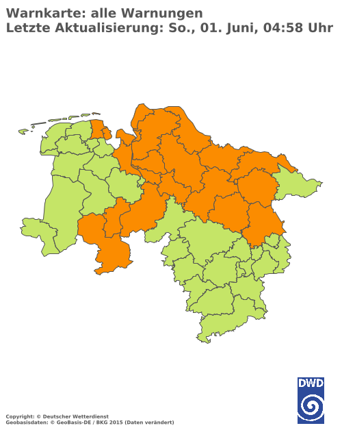 Aktuelle Wetterwarnungen für  Hannover