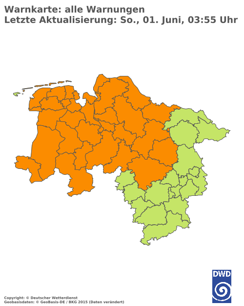 Aktuelle Wetterwarnungen für  Hannover