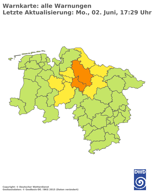 Aktuelle Wetterwarnungen für  Hannover