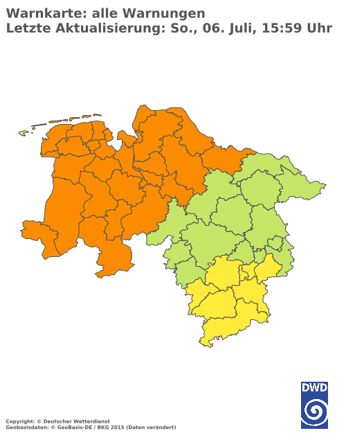 Aktuelle Wetterwarnungen für  Hannover